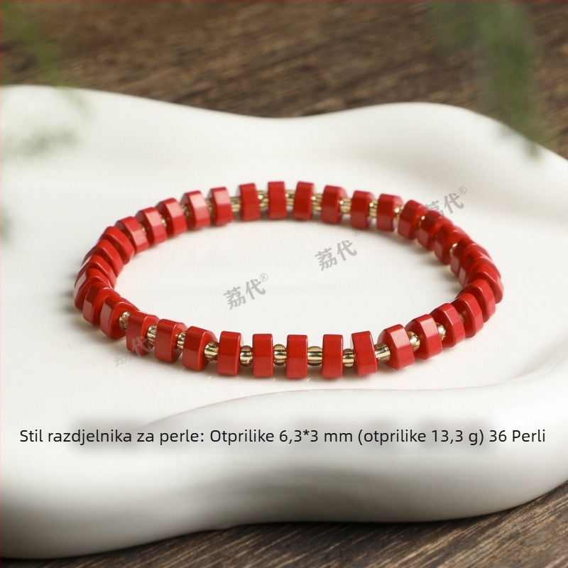 Cinnabar etnička unisex spacer narukvica - ručno izrađene perle