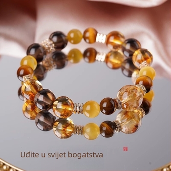 Kristalna narukvica s citrinom i tigrovim okom, geometrijski oblik, unisex, nacionalni stil