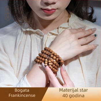 Narukvica od starog indijskog sandalovog drveta, 108 perli, klasični prirodni stil, unisex