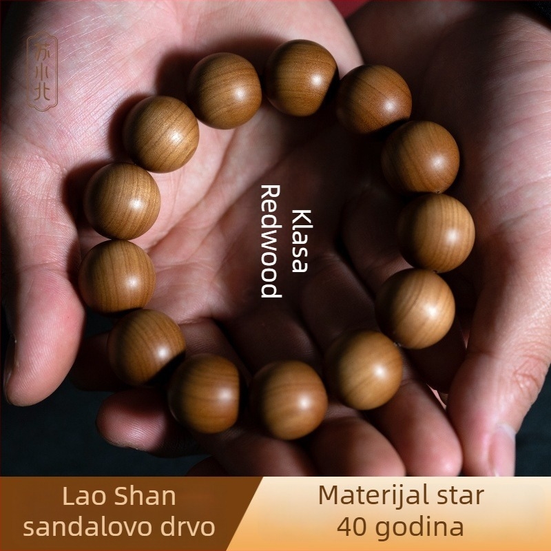 Narukvica od starog indijskog sandalovog drveta, 108 perli, klasični prirodni stil, unisex