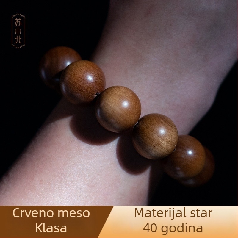 Narukvica od starog indijskog sandalovog drveta, 108 perli, klasični prirodni stil, unisex