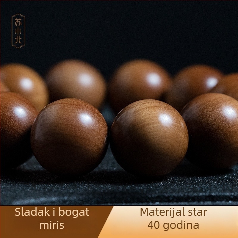 Narukvica od starog indijskog sandalovog drveta, 108 perli, klasični prirodni stil, unisex