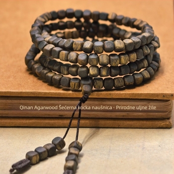 Narukvica od Qinan agarwood s kvadratičnim perlama, ručna izrada, etnički stil, unisex