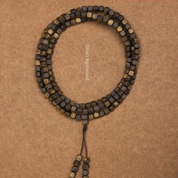 Narukvica od Qinan agarwood s kvadratičnim perlama, ručna izrada, etnički stil, unisex