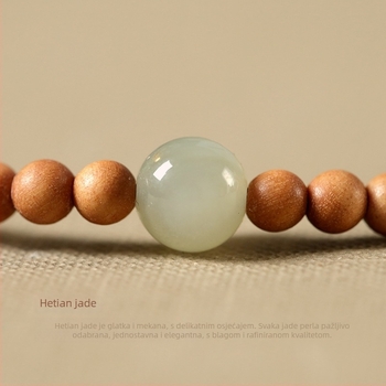 Narukvica od sandalovine u stilu nacionalnog vjetra, unisex (82 perle • manje od 4 mm • ručno pleteno • okrugle perle • sandalovina)