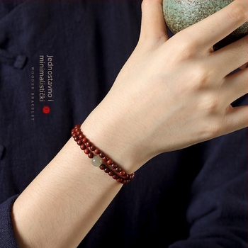 Narukvica od sandalovine u stilu nacionalnog vjetra, unisex (82 perle • manje od 4 mm • ručno pleteno • okrugle perle • sandalovina)