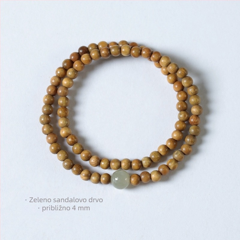 Narukvica od sandalovine u stilu nacionalnog vjetra, unisex (82 perle • manje od 4 mm • ručno pleteno • okrugle perle • sandalovina)