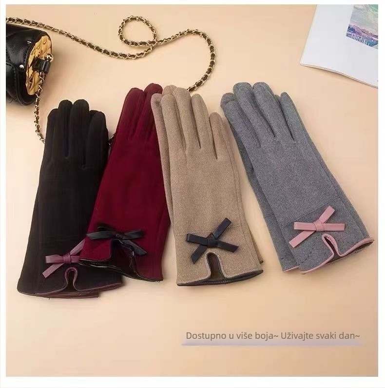 Ženske zimske rukavice Derong materijal, termalne, rukavice s prstima, za jesen i zimu