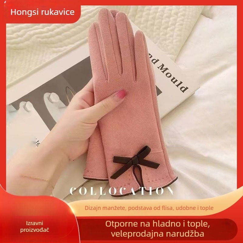 Ženske zimske rukavice Derong materijal, termalne, rukavice s prstima, za jesen i zimu