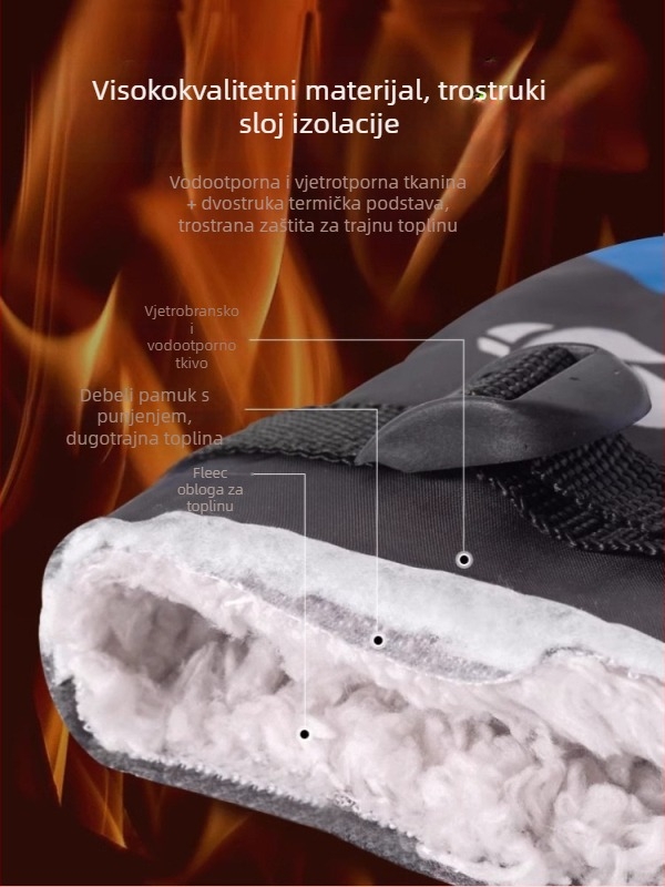 Zimske rukavice za vožnju bicikla, topla flis podstava, vjetro- i vodootporne, pamukove rukavice