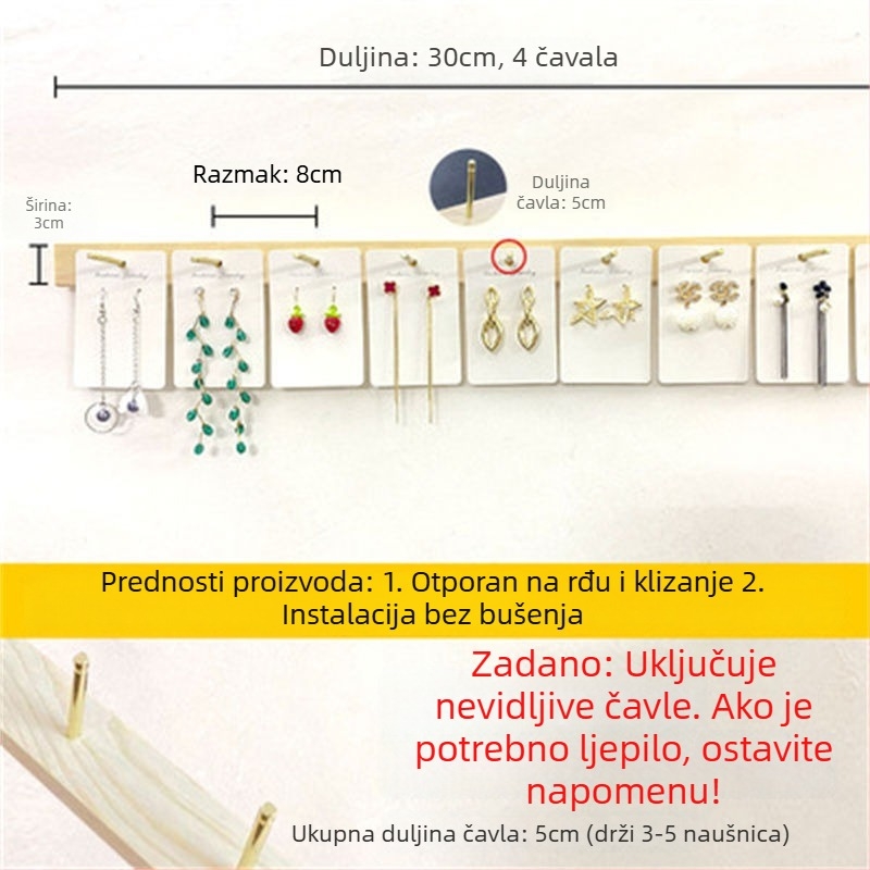 Stalak za nakit na zidu, višeslojni organizator, kućište od masivnog drva, TPR materijal, proces bušenja, stil Maiden Wind
