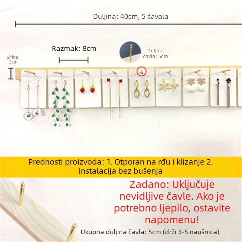 Stalak za nakit na zidu, višeslojni organizator, kućište od masivnog drva, TPR materijal, proces bušenja, stil Maiden Wind