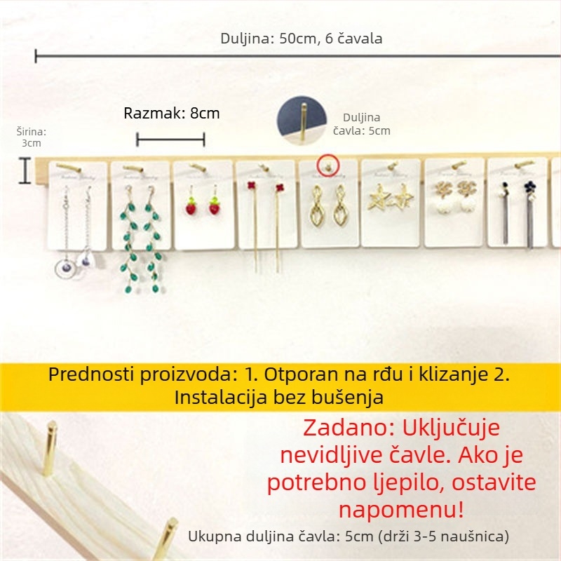 Stalak za nakit na zidu, višeslojni organizator, kućište od masivnog drva, TPR materijal, proces bušenja, stil Maiden Wind