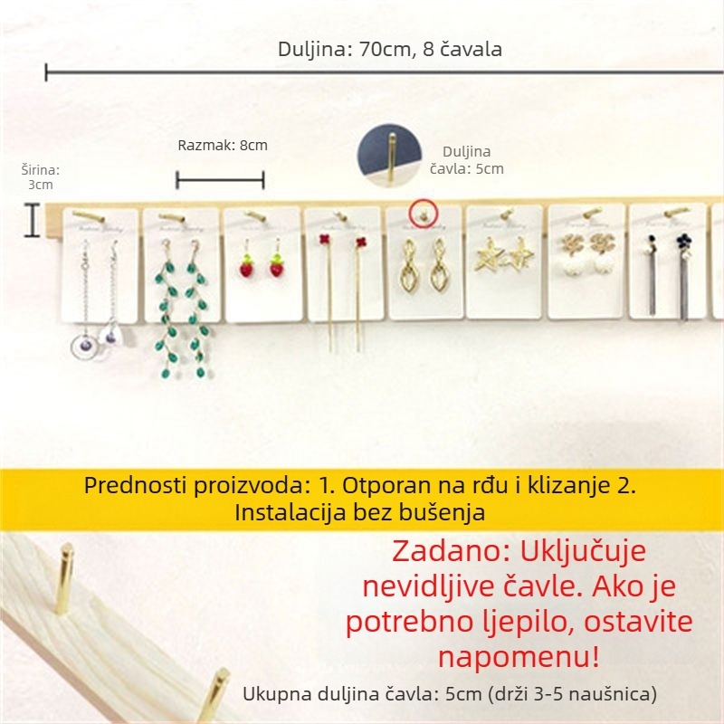 Stalak za nakit na zidu, višeslojni organizator, kućište od masivnog drva, TPR materijal, proces bušenja, stil Maiden Wind