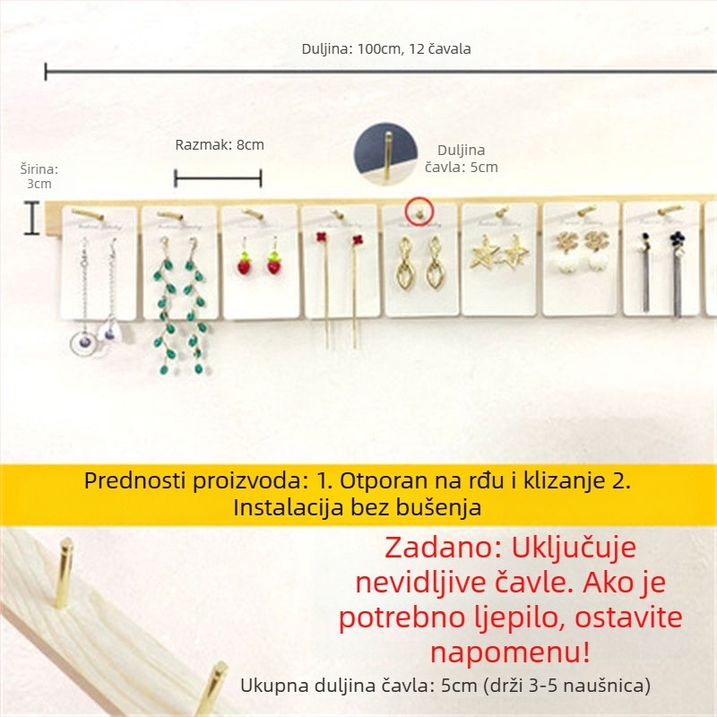 Stalak za nakit na zidu, višeslojni organizator, kućište od masivnog drva, TPR materijal, proces bušenja, stil Maiden Wind