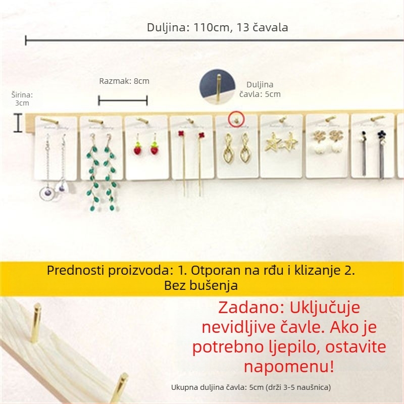 Stalak za nakit na zidu, višeslojni organizator, kućište od masivnog drva, TPR materijal, proces bušenja, stil Maiden Wind
