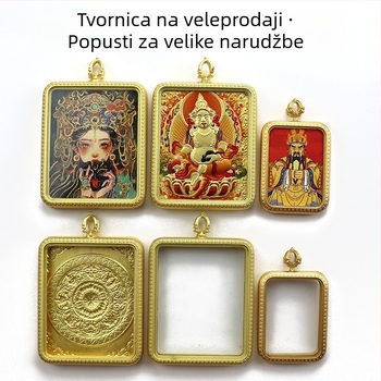 DIY dodaci nakit – dvostruko vodootporna kutija Gawu Box, legura, tibetanski Thangka ručno oslikani portret za privjesak, elektroplatiranje, porijeklo Dongguan, marka Zangtai Jewelry, etnički stil, književno retro