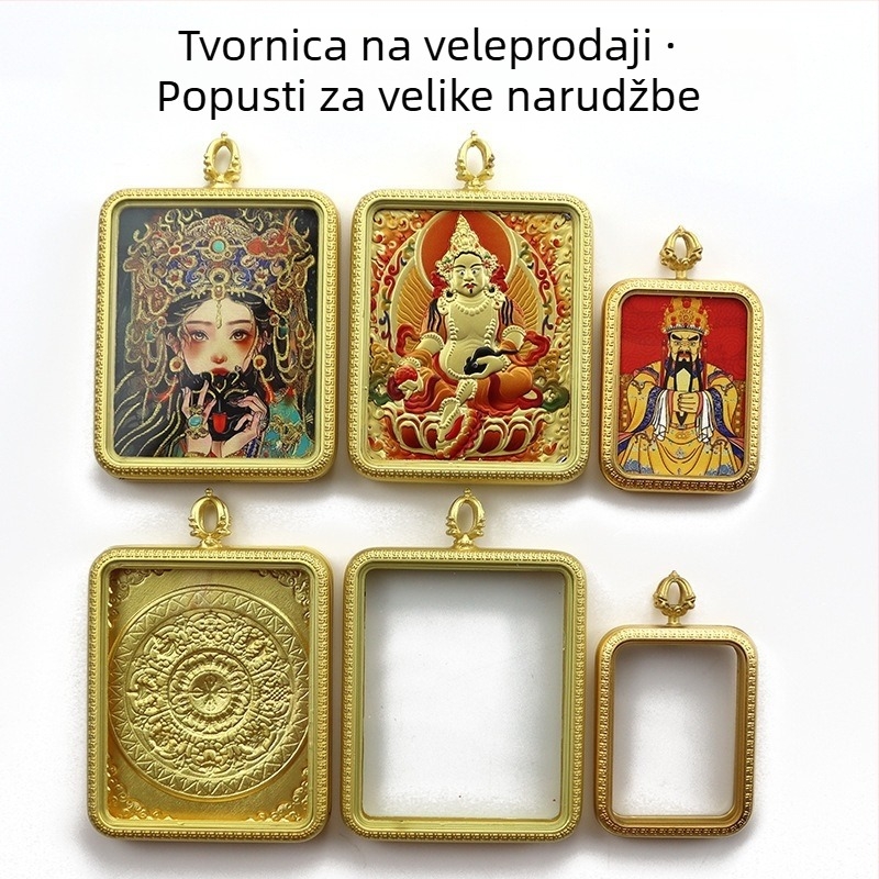 DIY dodaci nakit – dvostruko vodootporna kutija Gawu Box, legura, tibetanski Thangka ručno oslikani portret za privjesak, elektroplatiranje, porijeklo Dongguan, marka Zangtai Jewelry, etnički stil, književno retro