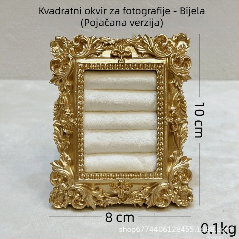 Vintage stalak za izlaganje nakita – metalna konstrukcija, velur kućište, četverokutni dizajn, u jednom komadu, željezna umjetnička izrada