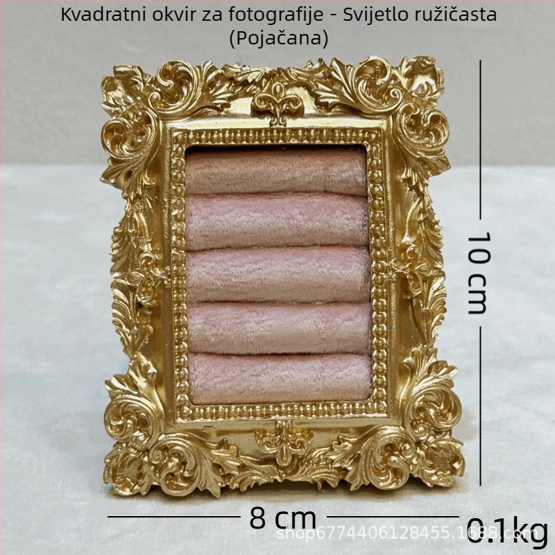 Vintage stalak za izlaganje nakita – metalna konstrukcija, velur kućište, četverokutni dizajn, u jednom komadu, željezna umjetnička izrada