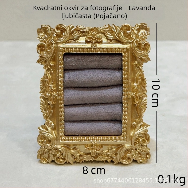 Vintage stalak za izlaganje nakita – metalna konstrukcija, velur kućište, četverokutni dizajn, u jednom komadu, željezna umjetnička izrada