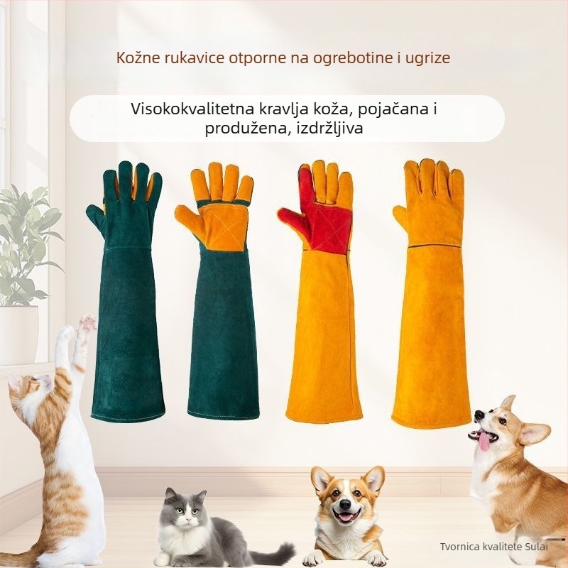Rukavice za dresuru pasa — Debela koža, otporne na kidanje, štite od ogrebotina i ugriza, pogodne za mačke, pse i hamster