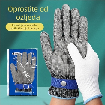 Rukavice otporne na ubod i rezanje, razina 9, pet prstiju od nehrđajućeg čelika, otporne na nože
