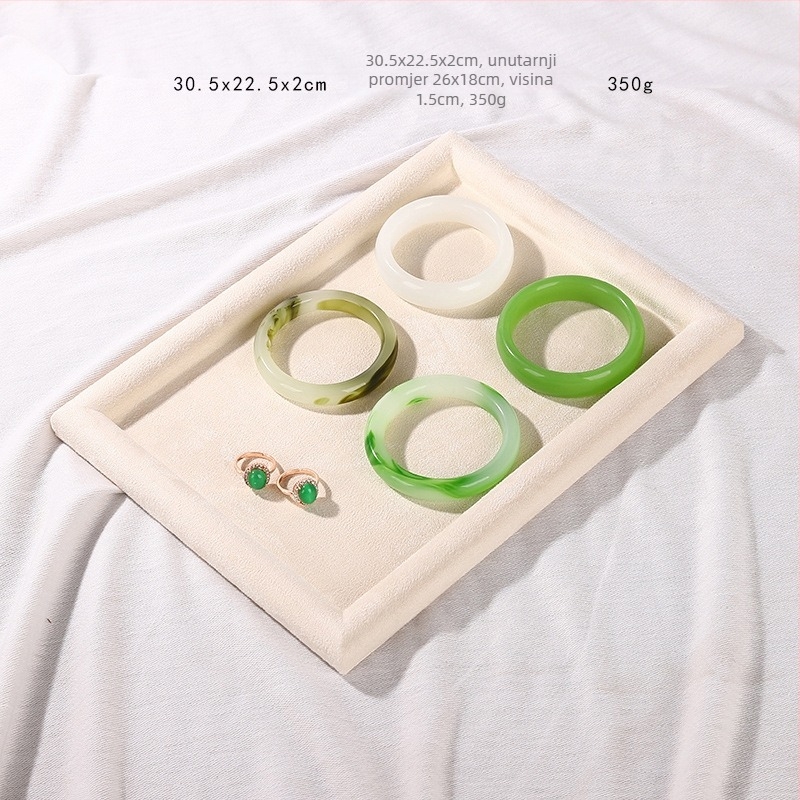 Tavа za izlaganje nakita s platnenom podlogom i flanelnom oblogom, plosni oblik, jednodijelna, luksuzan stil