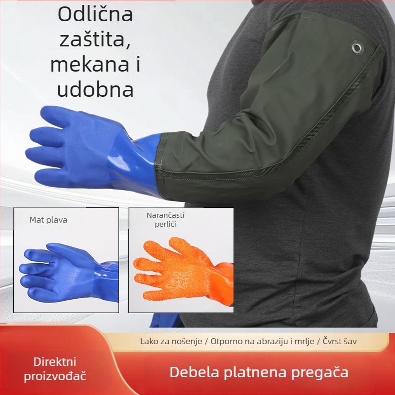 Proširene rukavice za ribolov u vodi, s plastnim premazom, vodootporne, protuklizne, ojačane