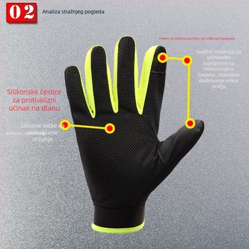 Rukavice za biciklizam s punim prstima, osjetljive na dodir, protuklizne, topla flis podstava, za vanjsku uporabu