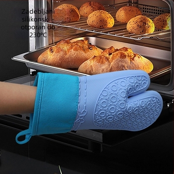 Izolacijske silikonske kuhinjske rukavice, kratke s dva prsta, zaštita od opeklina, protuklizne, s pamučnom podstavom