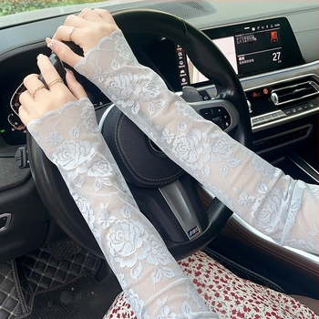 Nadlaktni rukav s čipkom (polyester) UV zaštitom za žene — tanak, prozračan, ljetna vanjska uporaba