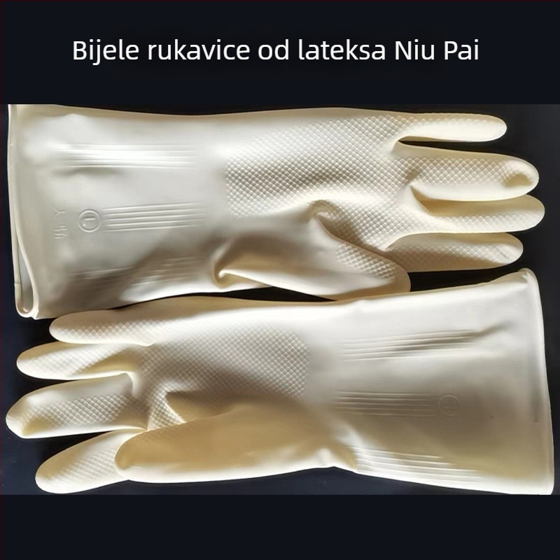Lateks rukavice, protuklizne, otporne na kiseline i lužine, za kućne poslove: pranje rublja, pranje posuđa, rukovanje hranom i prerada ribe