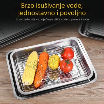 Nehrđajući čelik kvadratna posuda za prezentaciju hrane s mrežom kontrole ulja i pločom za filtriranje ulja