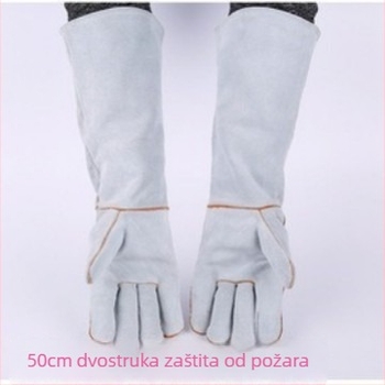 Zavarivačke rukavice od teleće kože — dvostruke, toplinske izolacije, otporne na ugrize i ogrebotine; prikladne za električno zavarivanje i brodogradnju