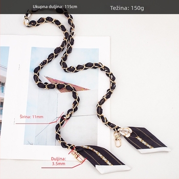 Weiqi ženski metalni elektroplatirani pleteni kaiš za telefon, poliester uže, duga crossbody traka