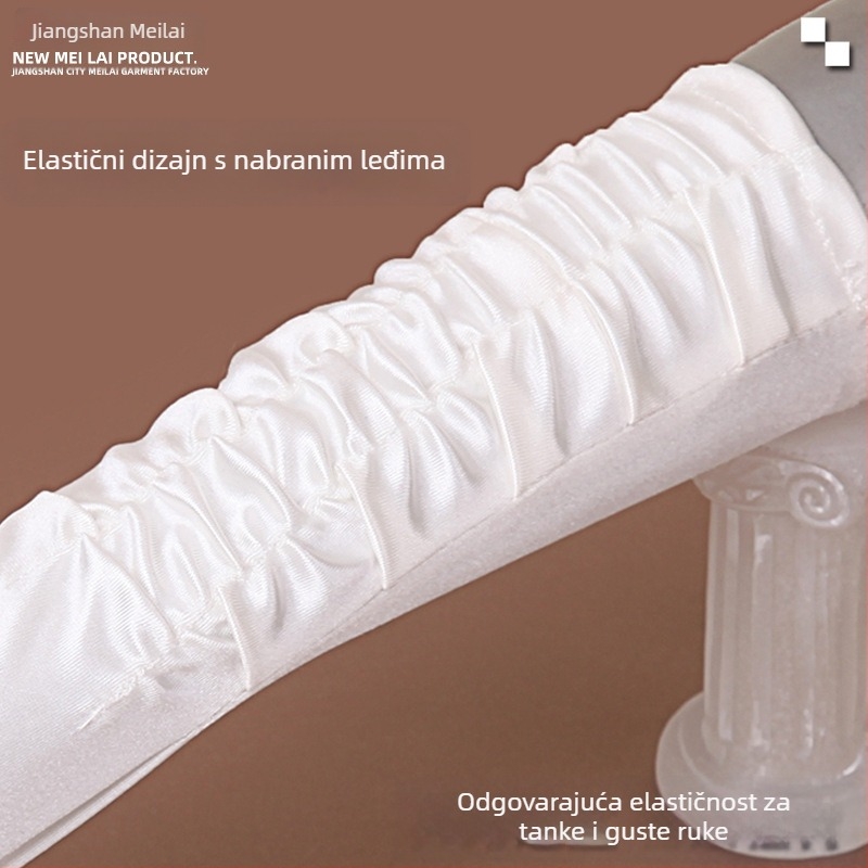 Svatovne satenske rukavice, srednje duljine, s elastičnim stražnjim dijelom, prstni stil, Jiangshan Meilai