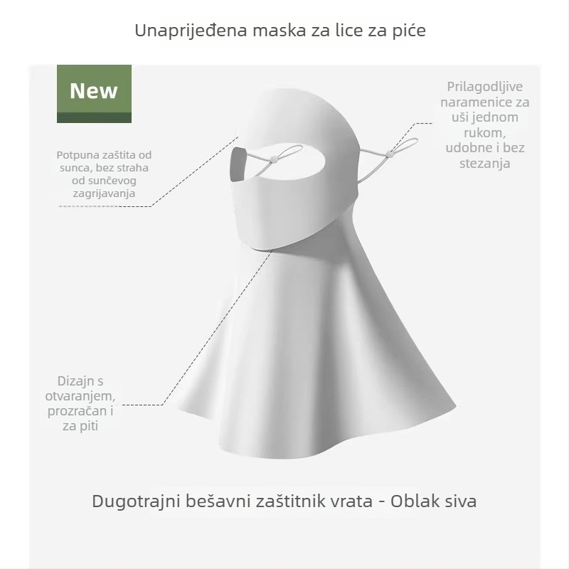 Maska za cijelo lice s UV zaštitom i vratom, prozračna, od lažnog najlona