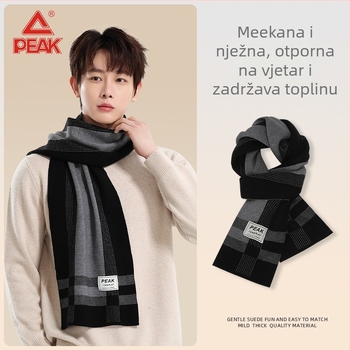 Peak muški šal – poliester, zima/jesen, debeli za toplinu, poklon kutija