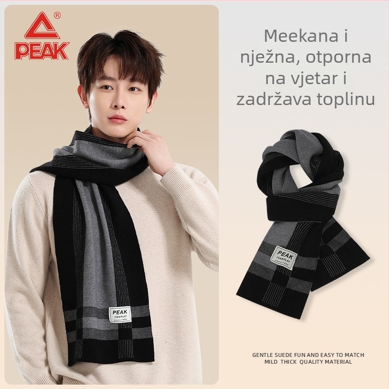 Peak muški šal – poliester, zima/jesen, debeli za toplinu, poklon kutija