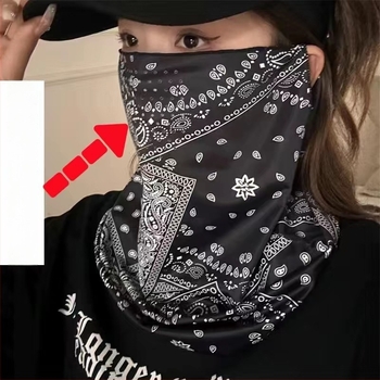 Maska za sunce s otvorima, s ušnim petljama za vožnju i motor, zaštita vrata, Ice silk tkanina, poliester, glavni materijal >96%