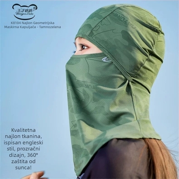Maska za zaštitu od sunca za biciklizam – ženski šal za vrat, prozračna, upija znoj, potpuna zaštita lica, otporna na vjetar i UV (Spandex 51–60%, Poliester 11–20%, Proljeće 2025)