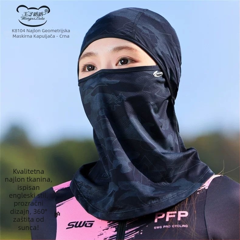Maska za zaštitu od sunca za biciklizam – ženski šal za vrat, prozračna, upija znoj, potpuna zaštita lica, otporna na vjetar i UV (Spandex 51–60%, Poliester 11–20%, Proljeće 2025)
