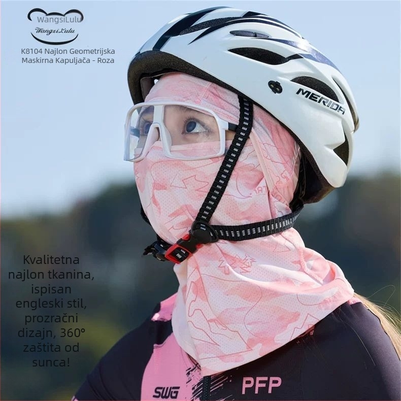 Maska za zaštitu od sunca za biciklizam – ženski šal za vrat, prozračna, upija znoj, potpuna zaštita lica, otporna na vjetar i UV (Spandex 51–60%, Poliester 11–20%, Proljeće 2025)