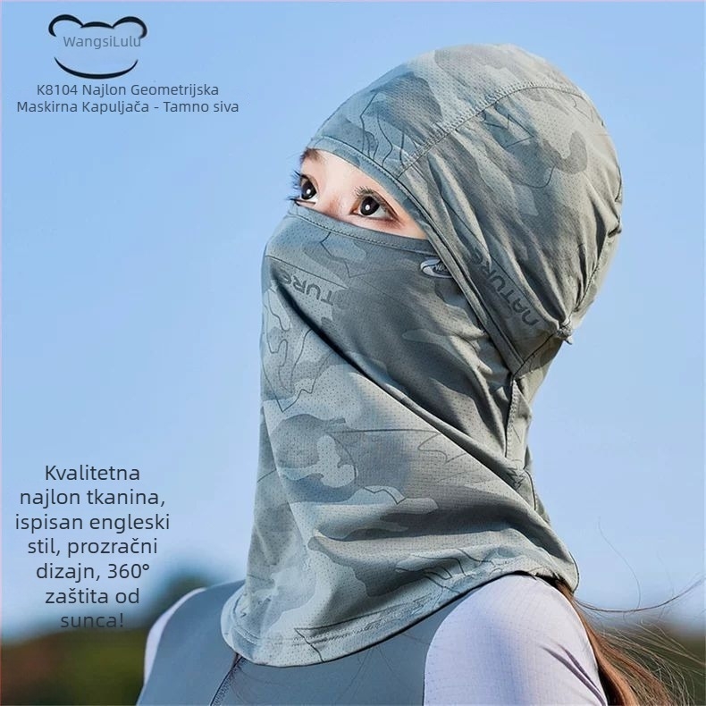 Maska za zaštitu od sunca za biciklizam – ženski šal za vrat, prozračna, upija znoj, potpuna zaštita lica, otporna na vjetar i UV (Spandex 51–60%, Poliester 11–20%, Proljeće 2025)