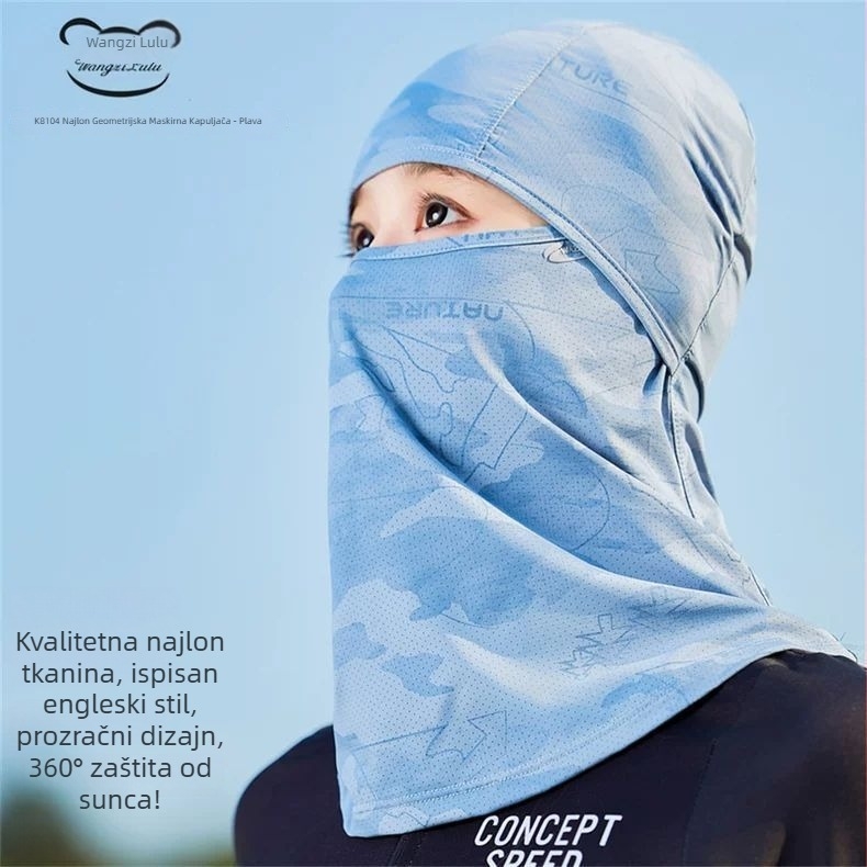 Maska za zaštitu od sunca za biciklizam – ženski šal za vrat, prozračna, upija znoj, potpuna zaštita lica, otporna na vjetar i UV (Spandex 51–60%, Poliester 11–20%, Proljeće 2025)