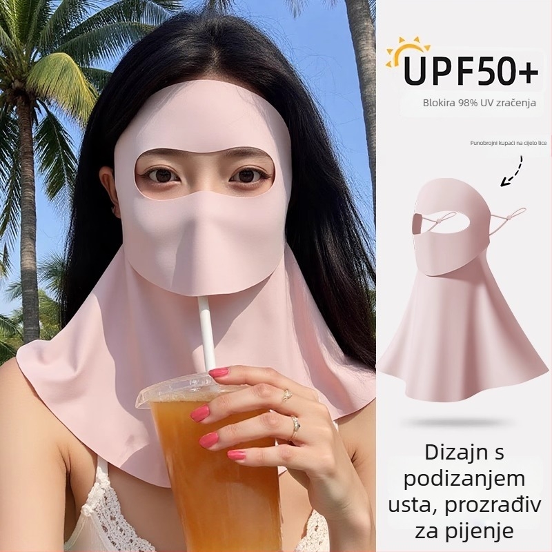 Cjelovita maska za sunce za lice od najlona (ice silk veo), udio glavnog materijala 71–80%, potpuno prekrivanje lica