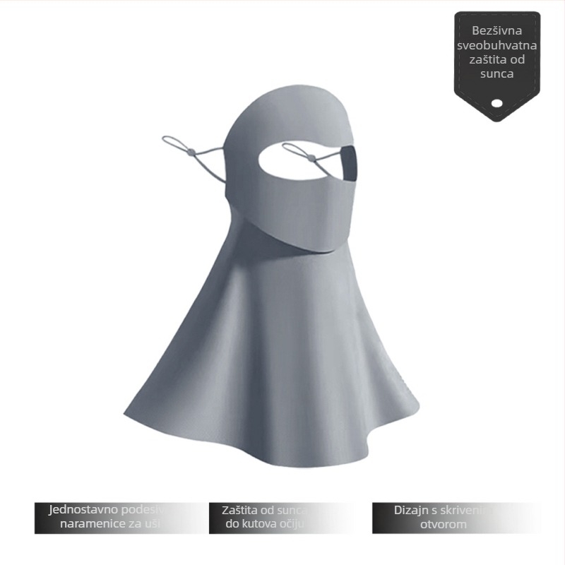 Cjelovita maska za sunce za lice od najlona (ice silk veo), udio glavnog materijala 71–80%, potpuno prekrivanje lica