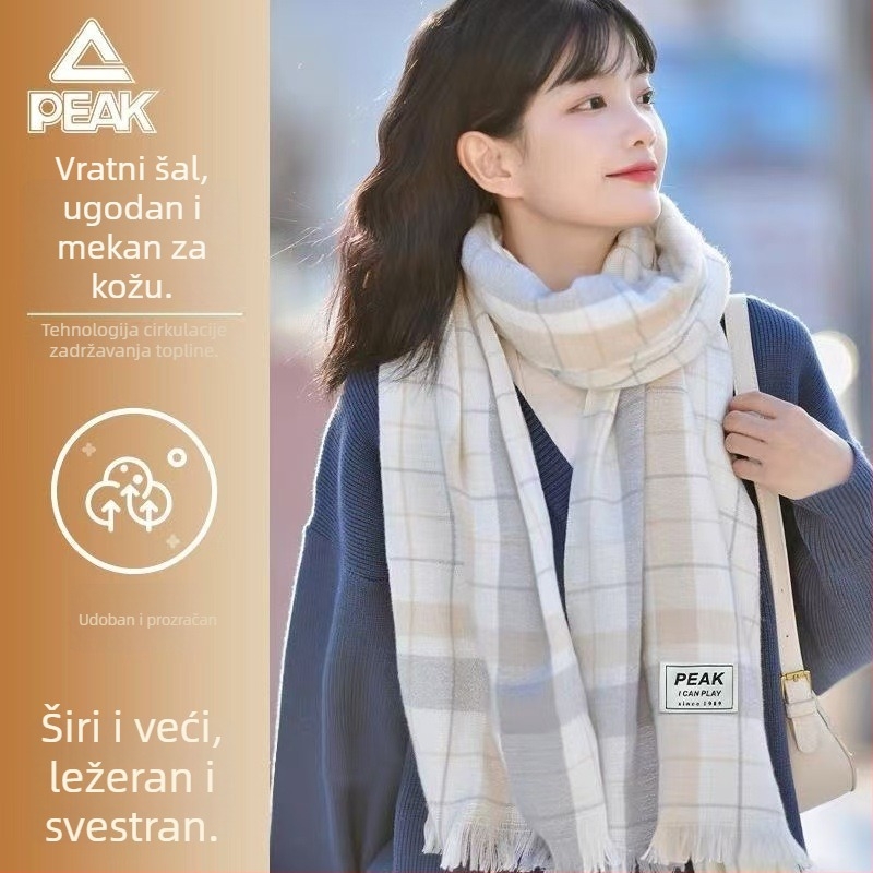 Peak karirani zimski šal – topao i debeli, poliester (Poliester; Zima/Jesen; Zima 2024)