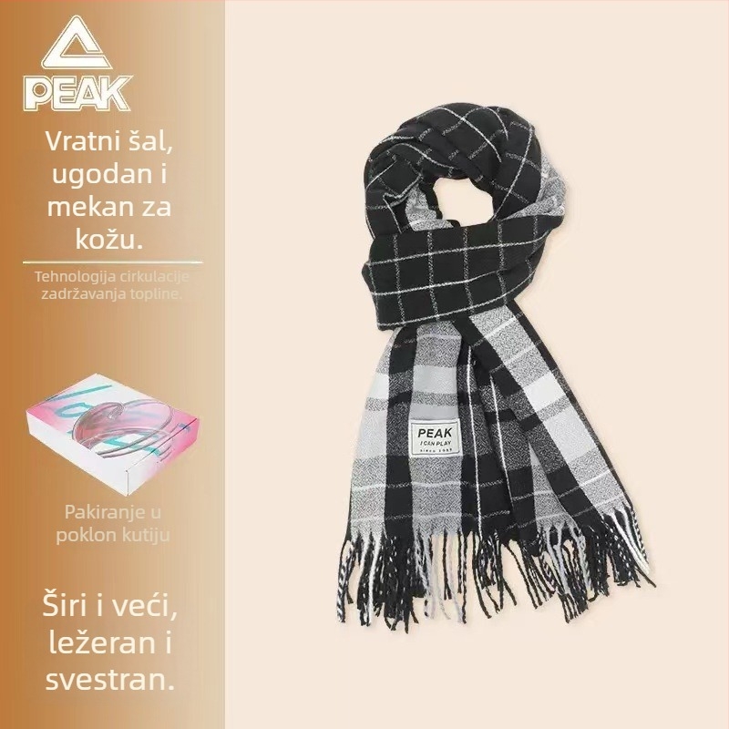 Peak karirani zimski šal – topao i debeli, poliester (Poliester; Zima/Jesen; Zima 2024)